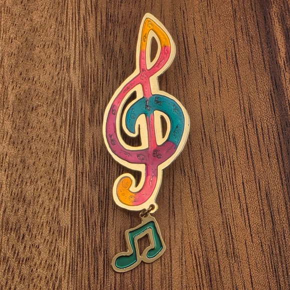 GD | Jewelry | Vintage Gd Colorful Treble Clef Music Note Brooch Pin ...